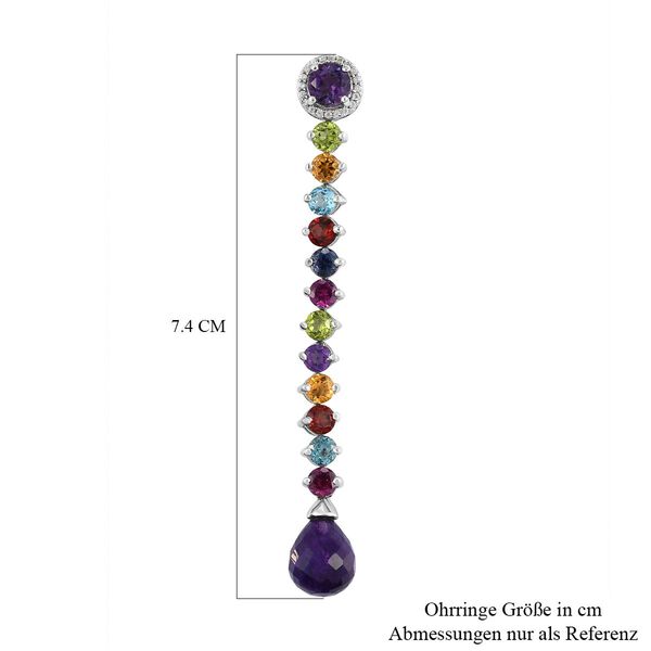 GP Art D&eacute;co Kollektion - Afrikanische Amethyst und mehrfarbige Edelstein-Ohrh&auml;nger in Silber image number 5