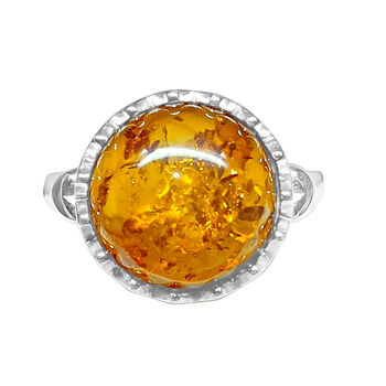 Nat&uuml;rlicher Baltischer Bernstein Ring, flexibel, 925 Silber