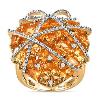 GP Amore Kollektion- AA Citrin, Zirkon und blauer Saphir-Ring- 9,29 ct.