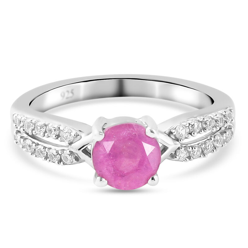 Premium Ilakaka Rosa Saphir und Zirkon Ring, 925 Silber platiniert, 1,49 ct. image number 0