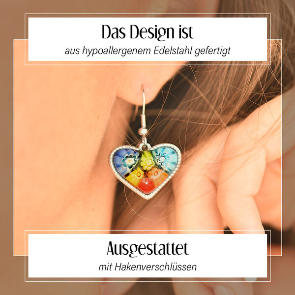 Herz Ohrringe im Murano-Stil image number 2