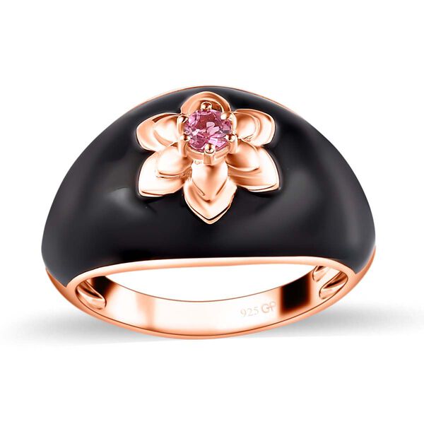 GP Italienische Garten Kollektion - Rosa Turmalin, Kanchanaburi Blauer Saphir Ring 925 Silber Roségold Vermeil (Größe 21.00) ca. 0.15 ct image number 4