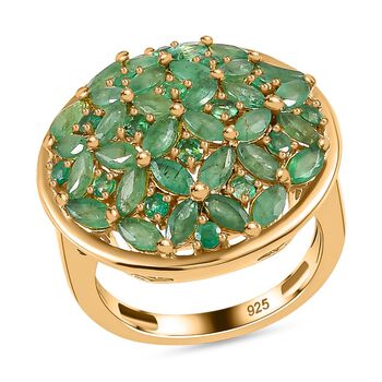 Kagem Sambischer Smaragd Ring, 925 Silber 750 Gelbgold Vermeil (Gr&ouml;&szlig;e 19.00) ca. 2.83 ct