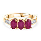 D’joy AA Afrikanischer Rubin (Fissure gefüllt), Weißer Zirkon Ring 925 Silber 750 Gelb Vergoldet (Größe 17.00) ca. 2,24 ct
