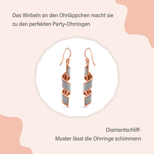 Diamantschliff Fusilli Ohrhänger in rosévergoldetem Silber image number 4