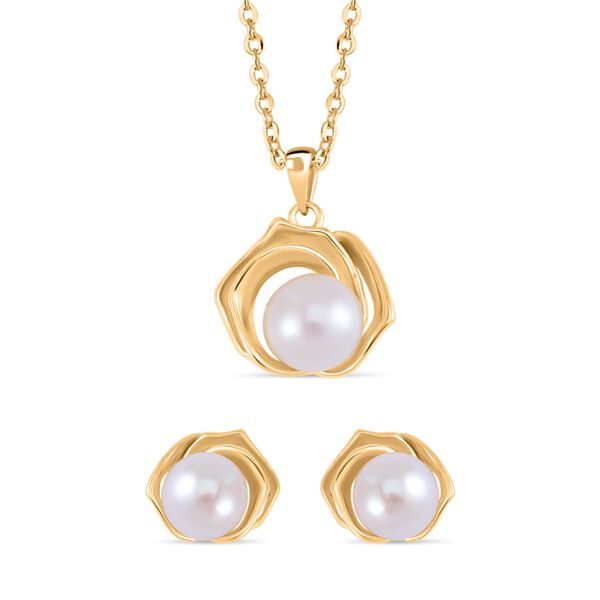 Wei&szlig;es S&uuml;&szlig;wasserperlen-Schmuckset - 4,02 ct.