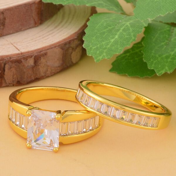 Wei&szlig;er Zirkonia Schmuckset, Messing ca. 8,10 ct image number 2