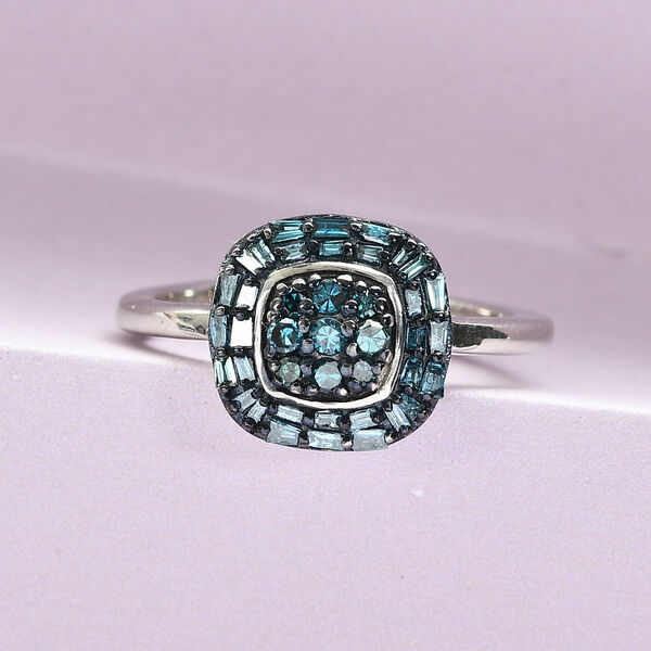 Blauer Diamant Ring 925 Silber platiniert  ca. 0,33 ct image number 2