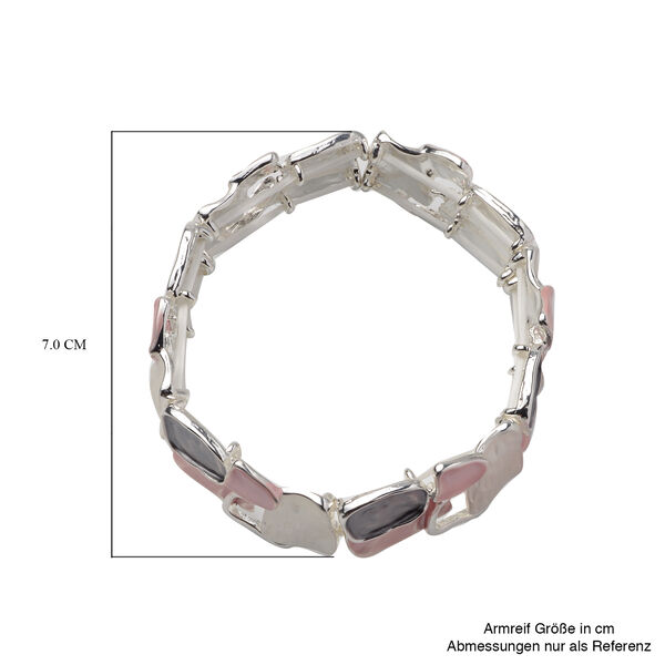 Mehrfarbiges, emailliertes, dehnbares Armband in Silberton image number 3