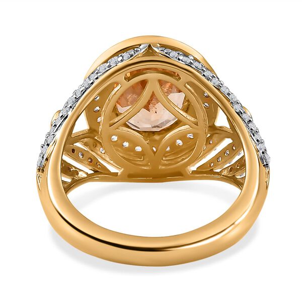 Ceylon kaiserlicher Granat, wei&szlig;er Zirkon Ring, 925 Silber Gelbgold Vermeil, (Gr&ouml;&szlig;e 16.00) ca. 3.89 ct image number 6