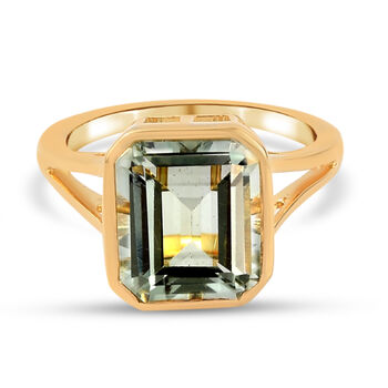 Prasiolith-Ring, 925 Silber vergoldet (Gr&ouml;&szlig;e 16.00) ca. 4,19 ct