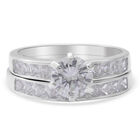 LUSTRO STELLA - 2er- Set Kubisch Zirkonia Ring 925 Silber Rhodium-Überzug (Größe 16.00) ca. 5,57 ct