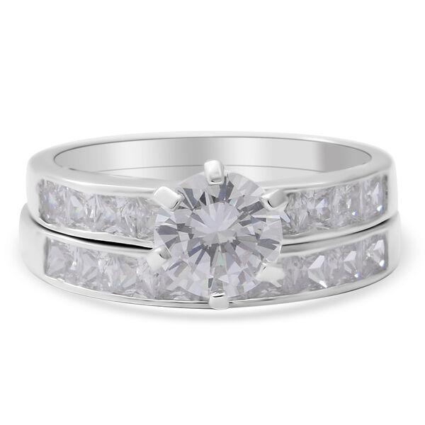 LUSTRO STELLA - 2er- Set Zirkonia Ring 925 Silber rhodiniert  ca. 5,57 ct