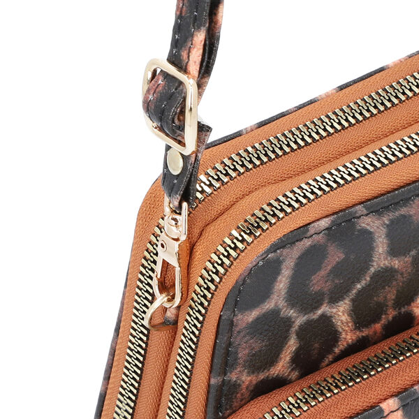 Schultertasche mit Leopardenmuster mit RFID Schutz, Gr&ouml;&szlig;e 11x7x18 cm, Braun image number 4