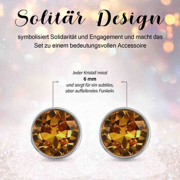 12er-Set- Austauschbare mehrfarbige Kristall-Ohrstecker in Silberton