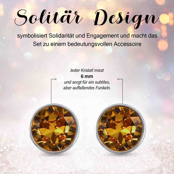 12er-Set- Austauschbare mehrfarbige Kristall-Ohrstecker in Silberton image number 2