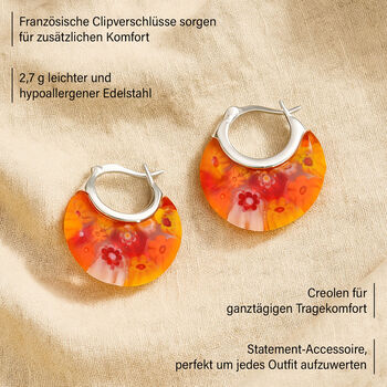 Orange Huggie-Ohrringe im Murano-Stil