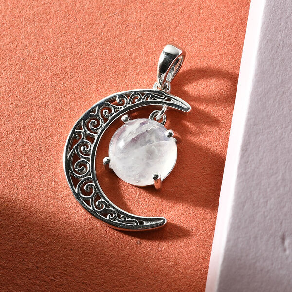 Regenbogen Mondstein-Anh&auml;nger, 925 Silber platiniert, ca. 4,23 ct image number 2