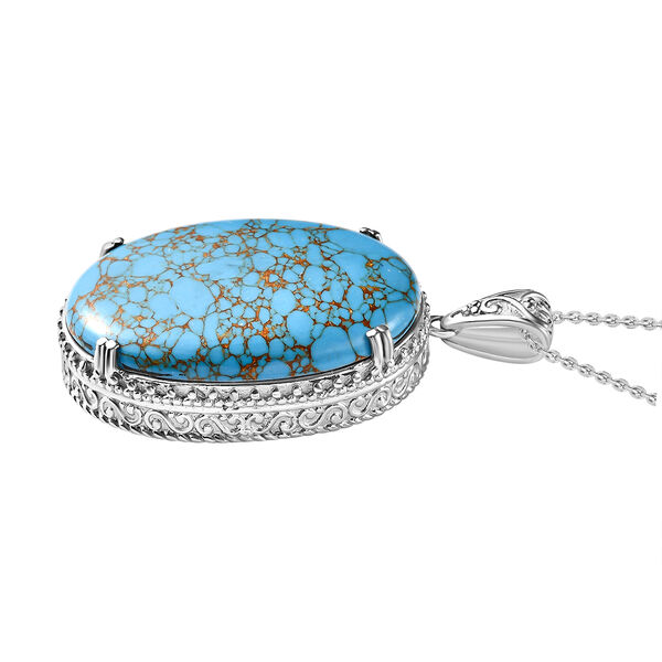 Blauer Mojave T&uuml;rkis-Anh&auml;nger mit 50cm Kette - 55,79 ct. image number 4