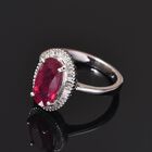 Afrikanischer Rubin und Diamant Halo Ring 925 Silber Platin-Überzug image number 1