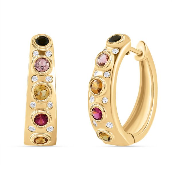 Nat&uuml;rliche, mehrfarbige Turmalin und Zirkon-Creolen - 1,27 ct.