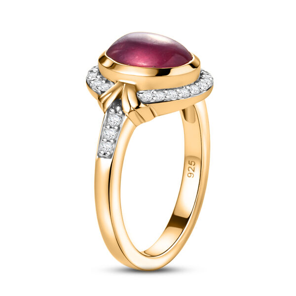 Fissure gef&uuml;llt Rubin und Zirkon Ring 925 Silber vergoldet  ca. 3,36 ct image number 7
