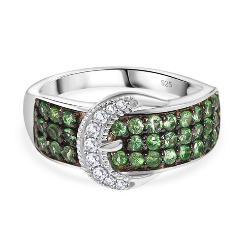 Tsavorite Granat, Moissanit Ring 925 Silber rhodiniert (Größe 17.00) ca. 0,92 ct image number 0