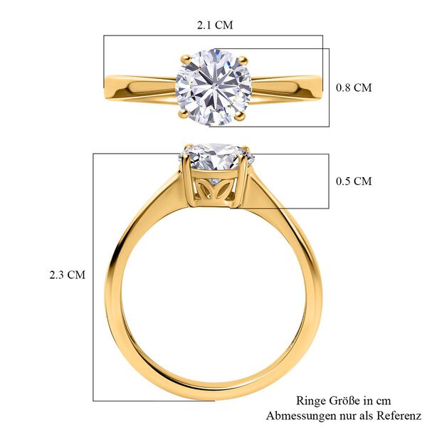 Moissanit Ring, 925 Silber Gelbgold Vermeil, (Gr&ouml;&szlig;e 17.00) ca. 1.13 ct image number 7