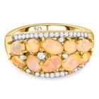 Natürlicher Äthiopischer Opal und Zirkon Cluster Ring 925 Silber Gelbgold Vermeil image number 1