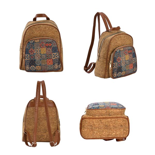 Praktischer Rucksack aus Naturkork mit Kunstleder-Griffen, Hellbraun image number 4