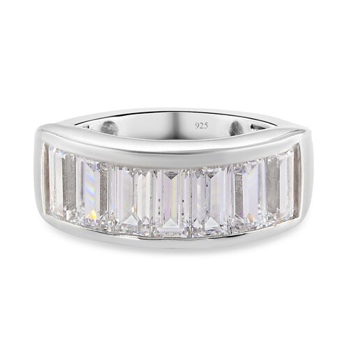 LUSTRO STELLA Hergestellt mit ZIRKONIA Half Eternity Ring 925 Silber Platin-Überzug image number 0