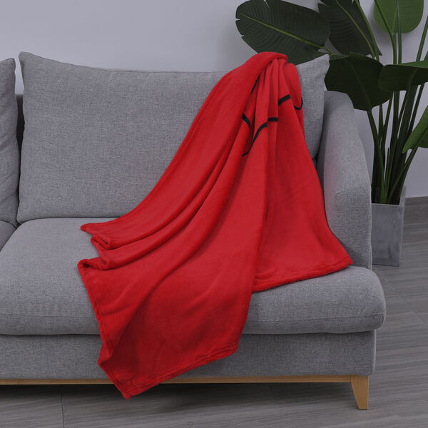 2 in 1 Fleece Reisedecke 127x152 cm und Kissen 30x30 cm, Rot image number 0