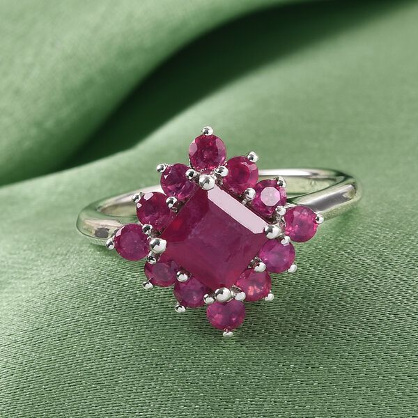 Fissure gef&uuml;llt Rubin Ring 925 Silber Platin-&Uuml;berzug image number 2