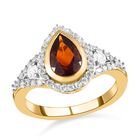 Kirschcitrin und weißer Zirkon Ring, 925 Silber vergoldet, ca. 1.85 ct image number 3