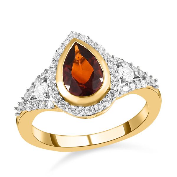 Kirschcitrin und weißer Zirkon Ring, 925 Silber vergoldet, ca. 1.85 ct image number 4