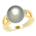Tahiti Perlen und London Blau Topas-Ring, 925 Silber vergoldet  ca. 0,08 ct image number 3