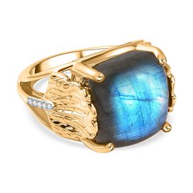 GP Italian Garden Kollektion- AAA Labradorit, Zirkon und Kanchanaburi blauer Saphir-Ring - 14,77 ct.