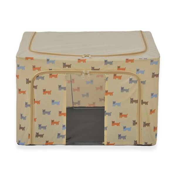 Faltbare Aufbewahrungsbox aus Stoff, 66 Liter offen, Gr&ouml;&szlig;e 50x40x33cm gefaltet, Beige