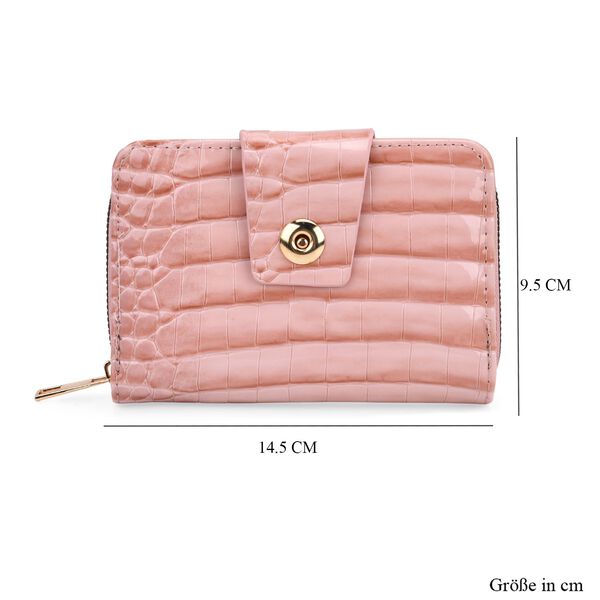 Elegante Geldb&ouml;rse mit Krokopr&auml;gung, RFID-Schutz, 14,5&times;9,5cm, Rosa image number 9