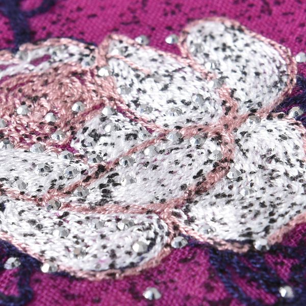 Bestickter Schal mit Stra&szlig;steinchen; florale Stickerei, 68x180cm, rosa image number 4