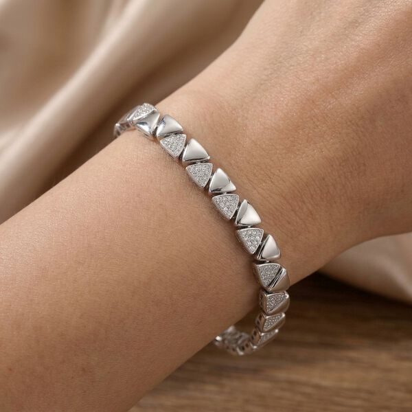 Wei&szlig;er Zirkonia Armband ca. 19 cm Nickelfreies Messing 7.00 ct image number 3