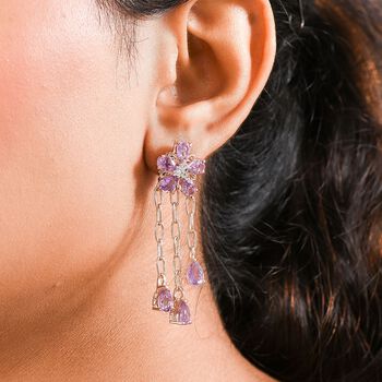 D'Joy AAA Rose De France Amethyst und Zirkon Ohrringe - 7,94 ct.