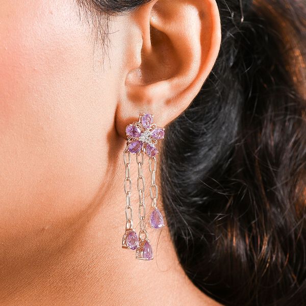 D'Joy AAA Rose De France Amethyst und Zirkon Ohrringe - 7,94 ct. image number 3