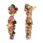 AA Mehrfarbige-Turmalin Ohrringe, 925 Silber 750 Gelbgold Vermeil ca. 7.69 ct