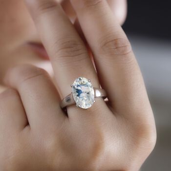 RHAPSODY AAAA Nat&uuml;rlicher Malagasy Mondstein Ring in 950 Platin - 4,13 ct.