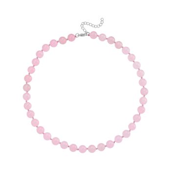 Rosa Morganit Farbiger Quarzit Halskette ca. Flexibles cm Reiner Edelstahl ca. 270.00 ct