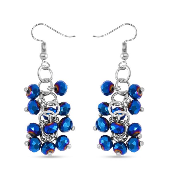 2er Set - Blau Kristall, Weißer Kristall Halskette und Ohrringe image number 5