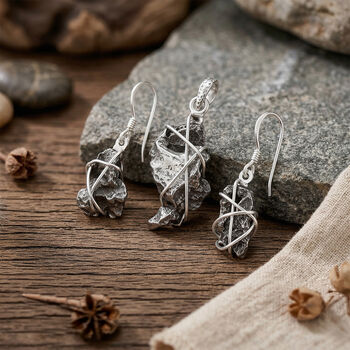 Muonionalusta Meteorit Anh&auml;nger und Ohrringe