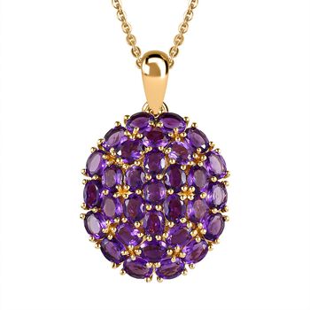 Afrikanischer Amethyst Anh&auml;nger mit Kette, 925 Silber Gelbgold Vermeil ca. 4,65 ct