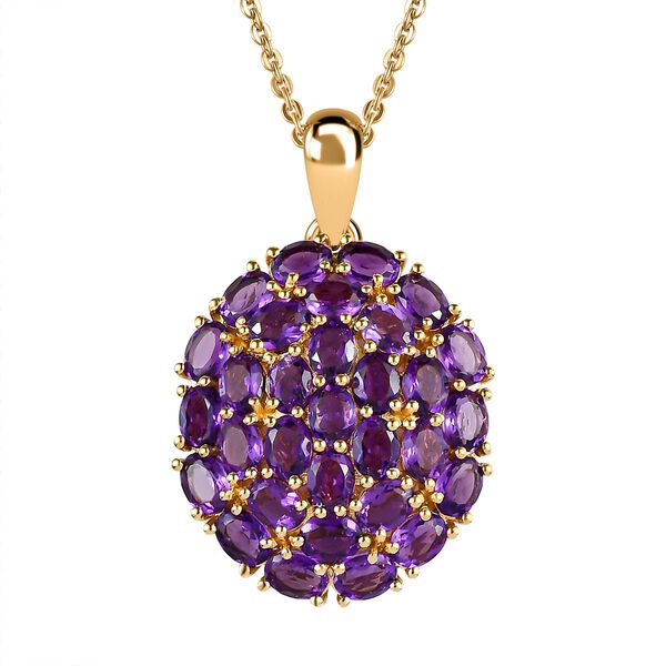 Afrikanischer Amethyst Anh&auml;nger mit Kette, 925 Silber Gelbgold Vermeil ca. 4,65 ct